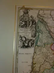 Large Geographical Map Of Aquitaine By Johann Baptist Homann, 17th Century.