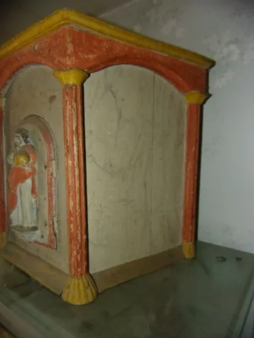 Polychrome Wooden Tabernacle, Christ Salvador Mundi, 18th Century.
