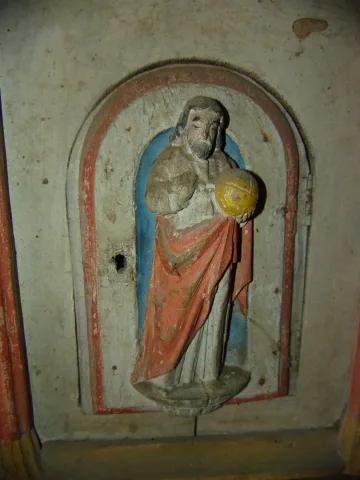 Polychrome Wooden Tabernacle, Christ Salvador Mundi, 18th Century.