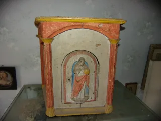 Polychrome Wooden Tabernacle, Christ Salvador Mundi, 18th Century.