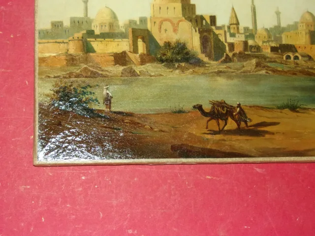 Ville Orientale animée, tableau époque 19 ème.