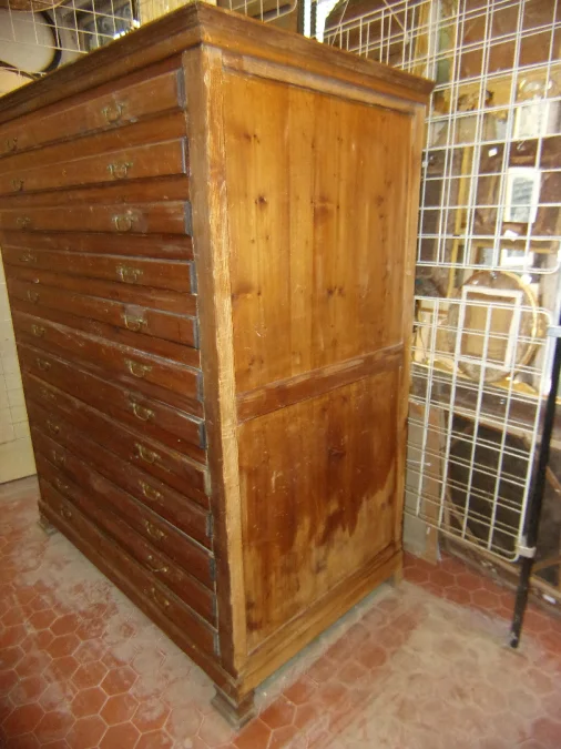 Meuble à plans d'architecte  ou géomètre, en bois, époque fin 19ème.