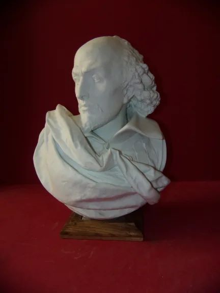 Bust Of Shakespeare, Late 19th Century Limoges Porcelain Cookie.