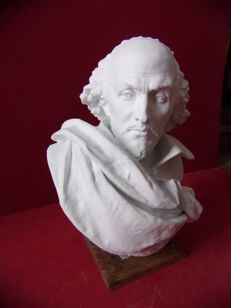 Bust Of Shakespeare, Late 19th Century Limoges Porcelain Cookie.