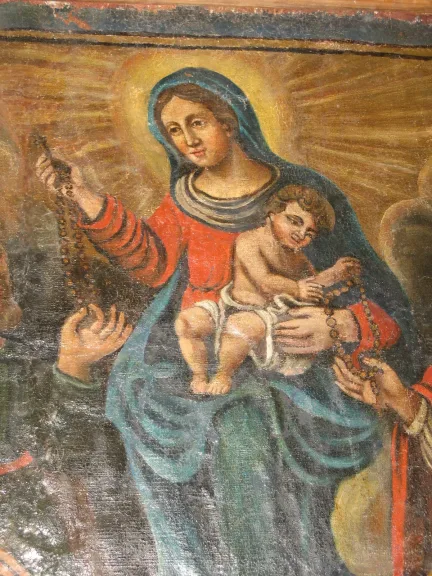 Peinture 17ème recto-verso, Vierge avec l'enfant.