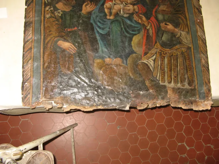 Peinture 17ème recto-verso, Vierge avec l'enfant.