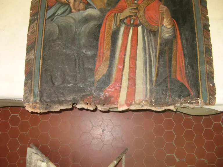 Peinture 17ème recto-verso, Vierge avec l'enfant.