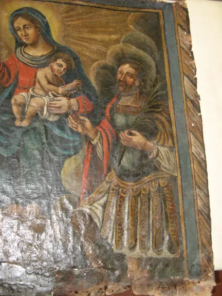 Peinture 17ème recto-verso, Vierge avec l'enfant.