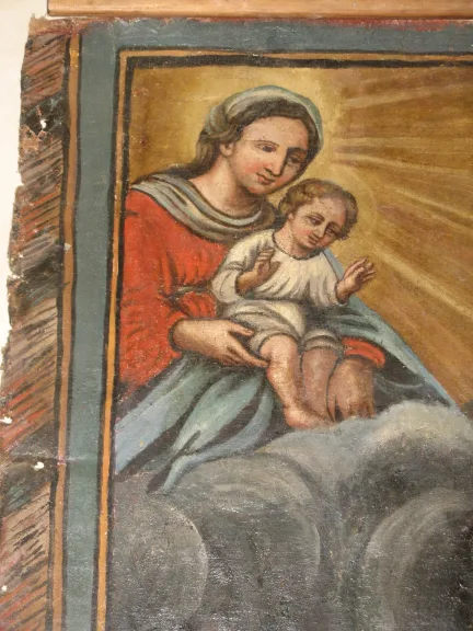Peinture 17ème recto-verso, Vierge avec l'enfant.
