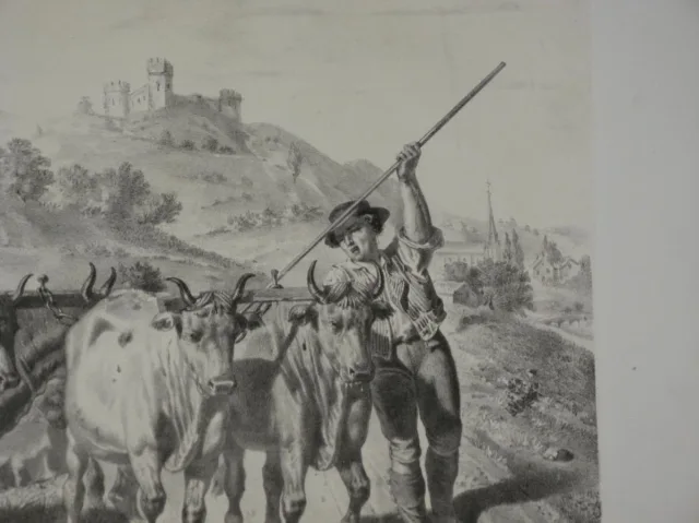 Paysage le " le labourage", lithographie, époque 19ème
