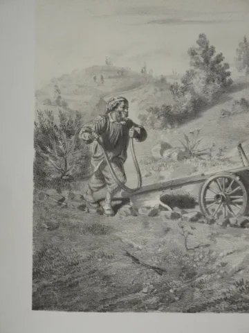 Paysage le " le labourage", lithographie, époque 19ème