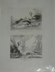 Gravures, jeunes femmes époque 19ème.