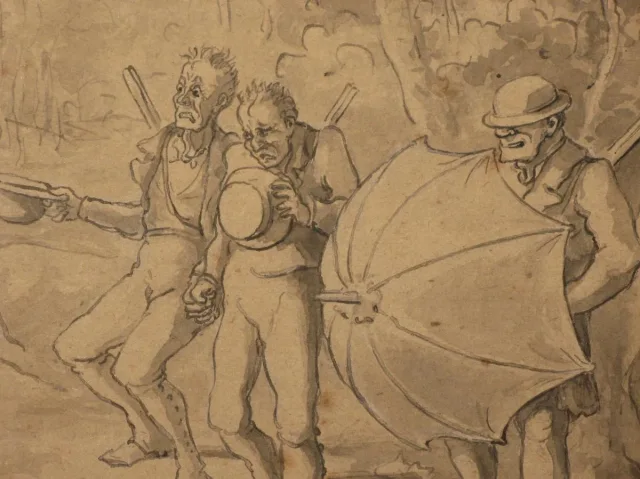 19th C WASH DRAWING