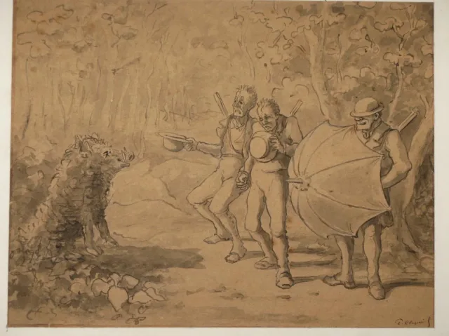 19th C WASH DRAWING