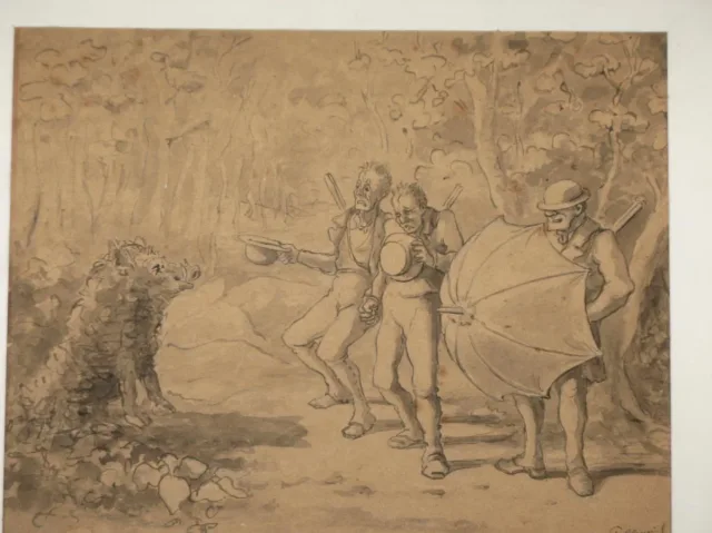 19th C WASH DRAWING