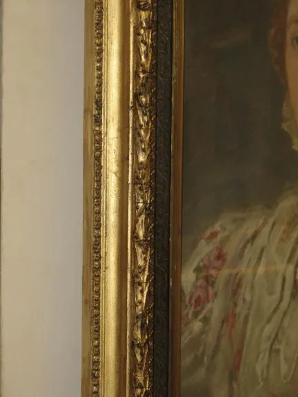 Pastel de femme avec cadre, époque 19ème.