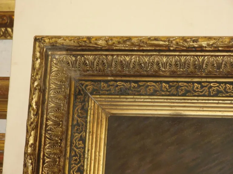 Pastel de femme avec cadre, époque 19ème.
