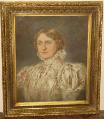 Pastel de femme avec cadre, époque 19ème.