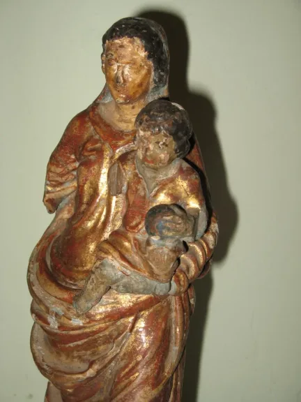 Statue, Vierge à l'enfant, bois sculpté, époque 18ème.