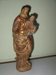 Statue, Vierge à l'enfant, bois sculpté, époque 18ème.