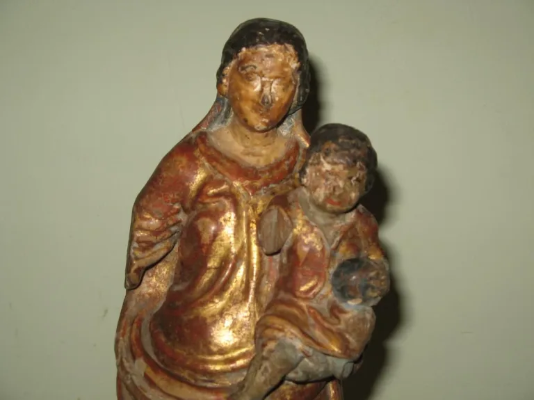 Statue, Vierge à l'enfant, bois sculpté, époque 18ème.