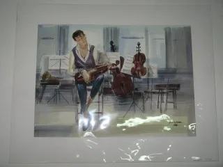Aquarelle, Musicien, Violoniste, époque 20ème.