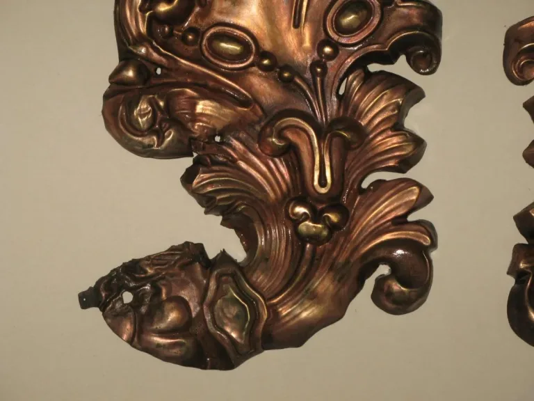 Paire d'élements décoratifs en cuivre époque 19ème.