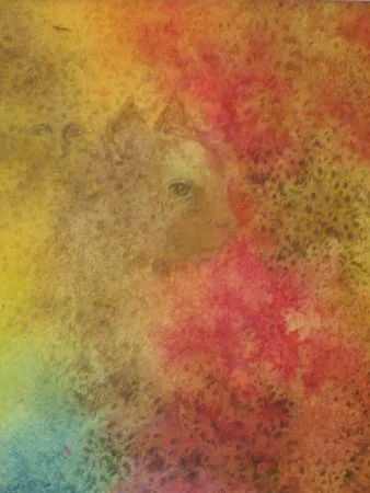 interprétation fantastique d'un rêve, aquarelle époque 20ème.