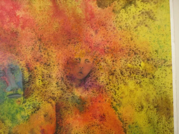 interprétation fantastique d'un rêve, aquarelle époque 20ème.