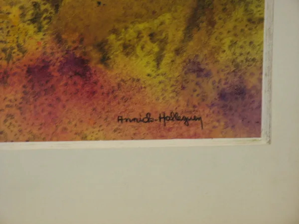 interprétation fantastique d'un rêve, aquarelle époque 20ème.