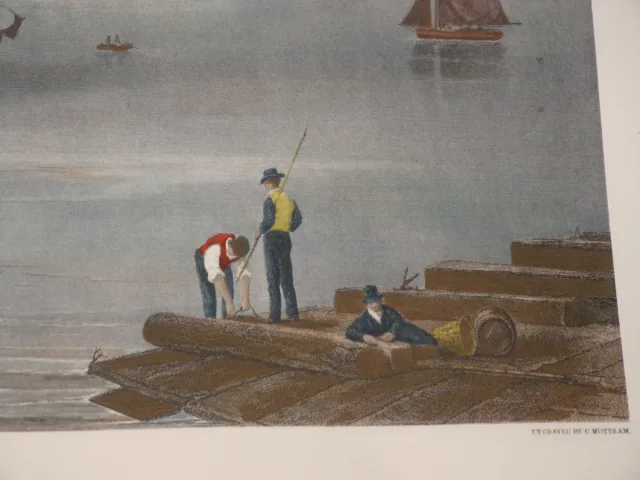 Port de Boston, Gravure Anglaise époque 20 ème.