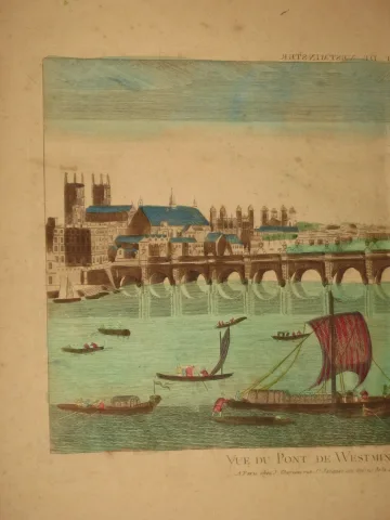 Pont de Westminster, vue d'optique époque 18ème
