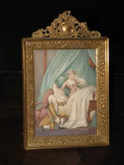 Scène galante, miniature sur ivoire époque 19ème.