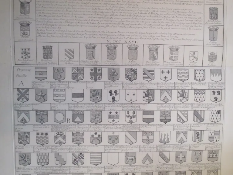 "Armorial de Bourgogne et de Bresse", eau-forte début 20ème.
