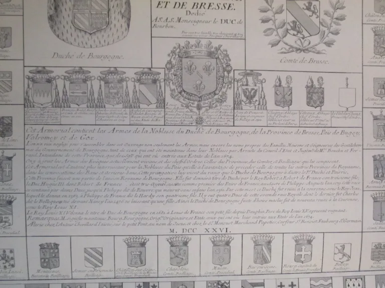 "Armorial de Bourgogne et de Bresse", eau-forte début 20ème.