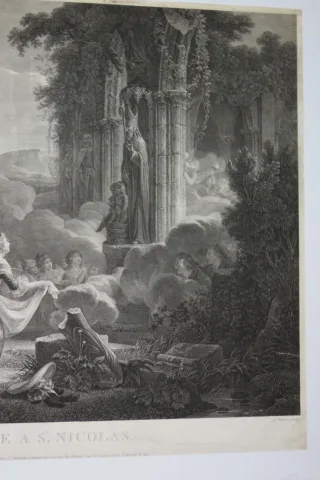 Le Pélérinage de Saint Nicolas, gravure époque 18ème.