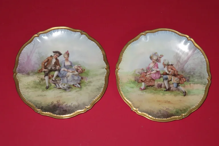 paire d'Assiettes de Limoges (Haviland), époque 19ème.