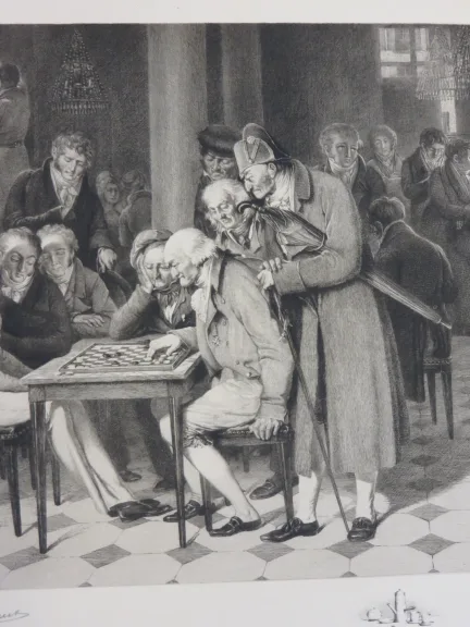 Jeu De Dames, Eau-forte époque Début 20 ème.