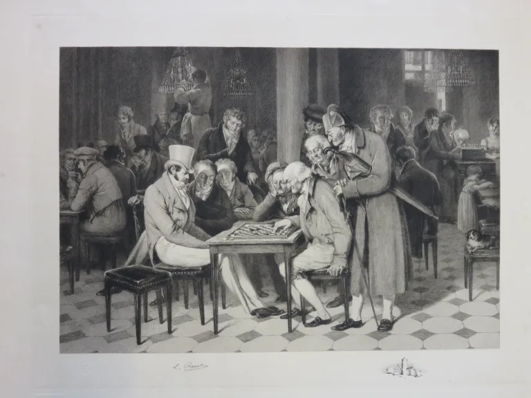 Jeu De Dames, Eau-forte époque Début 20 ème.