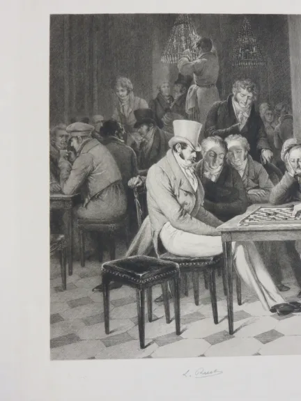Jeu De Dames, Eau-forte époque Début 20 ème.