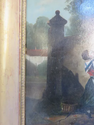19th C PAINTING ON WOOD PANEL