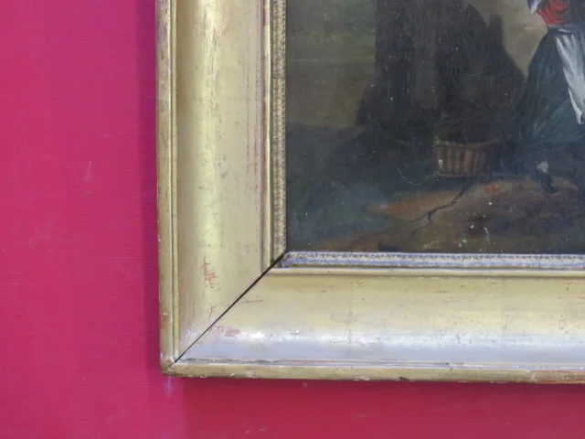 19th C PAINTING ON WOOD PANEL