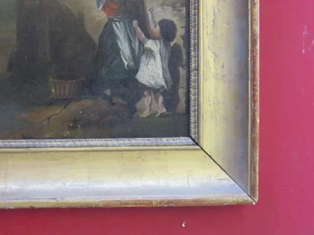 19th C PAINTING ON WOOD PANEL