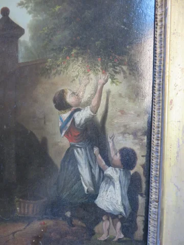 19th C PAINTING ON WOOD PANEL