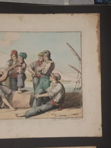 Scènes De Musiciens, Rome, Eau-forte Datée 1815.