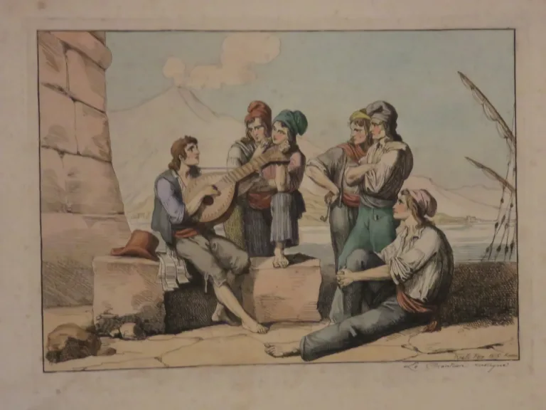 Scènes De Musiciens, Rome, Eau-forte Datée 1815.