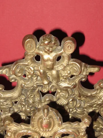 Encrier, Bronze, époque 19ème Avec Motifs d'Anges.
