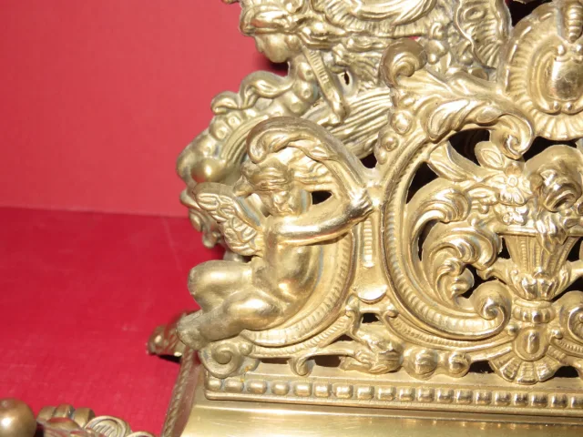 Encrier, Bronze, époque 19ème Avec Motifs d'Anges.