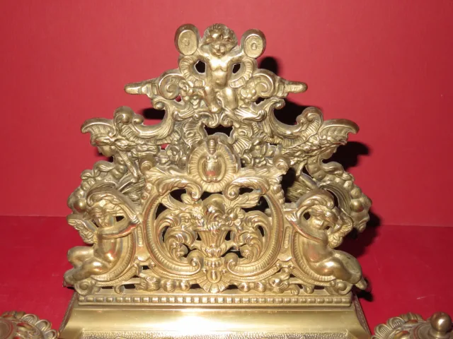 Encrier, Bronze, époque 19ème Avec Motifs d'Anges.