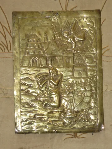 Paire De Cuivres avec Anges et personnages, époque 17 ème.